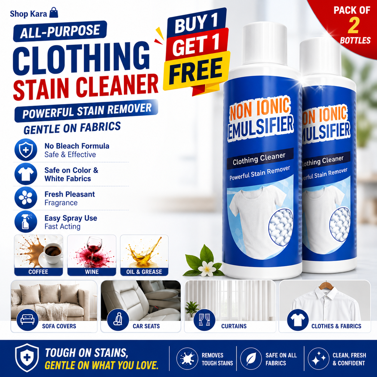 All-Purpose Clothing Stain Cleaner – Removes Coffee, Wine & Oil Stains in Seconds! BUY 1 GET 1 FREE