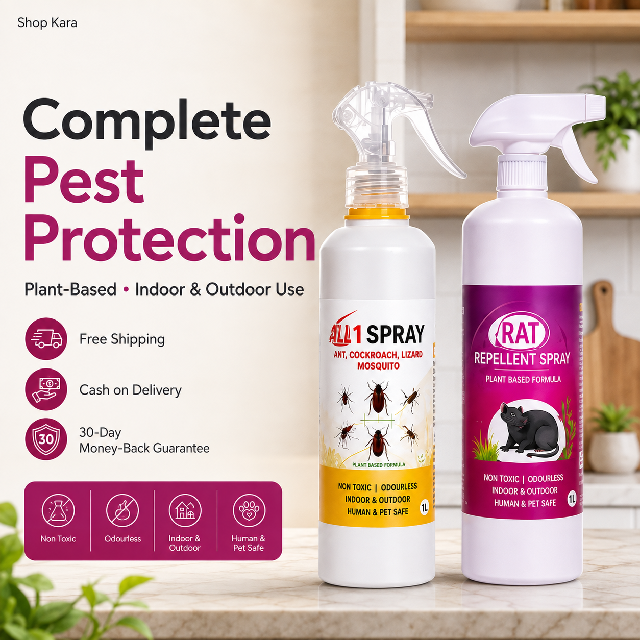 All-in-One Pest Control Combo | Rodent, Cockroach, Ant & Lizard Repellent Spray for Complete Home Safety