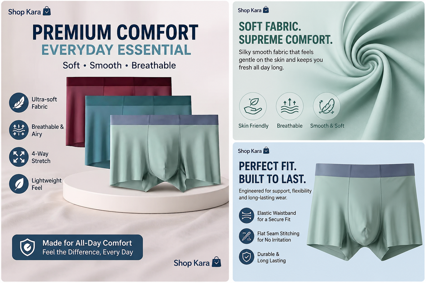 Men's Ultra Soft Ice Silk Lycra Material Comfortable Underwear | Light-Weight | Breathable | Anti-Bacterial