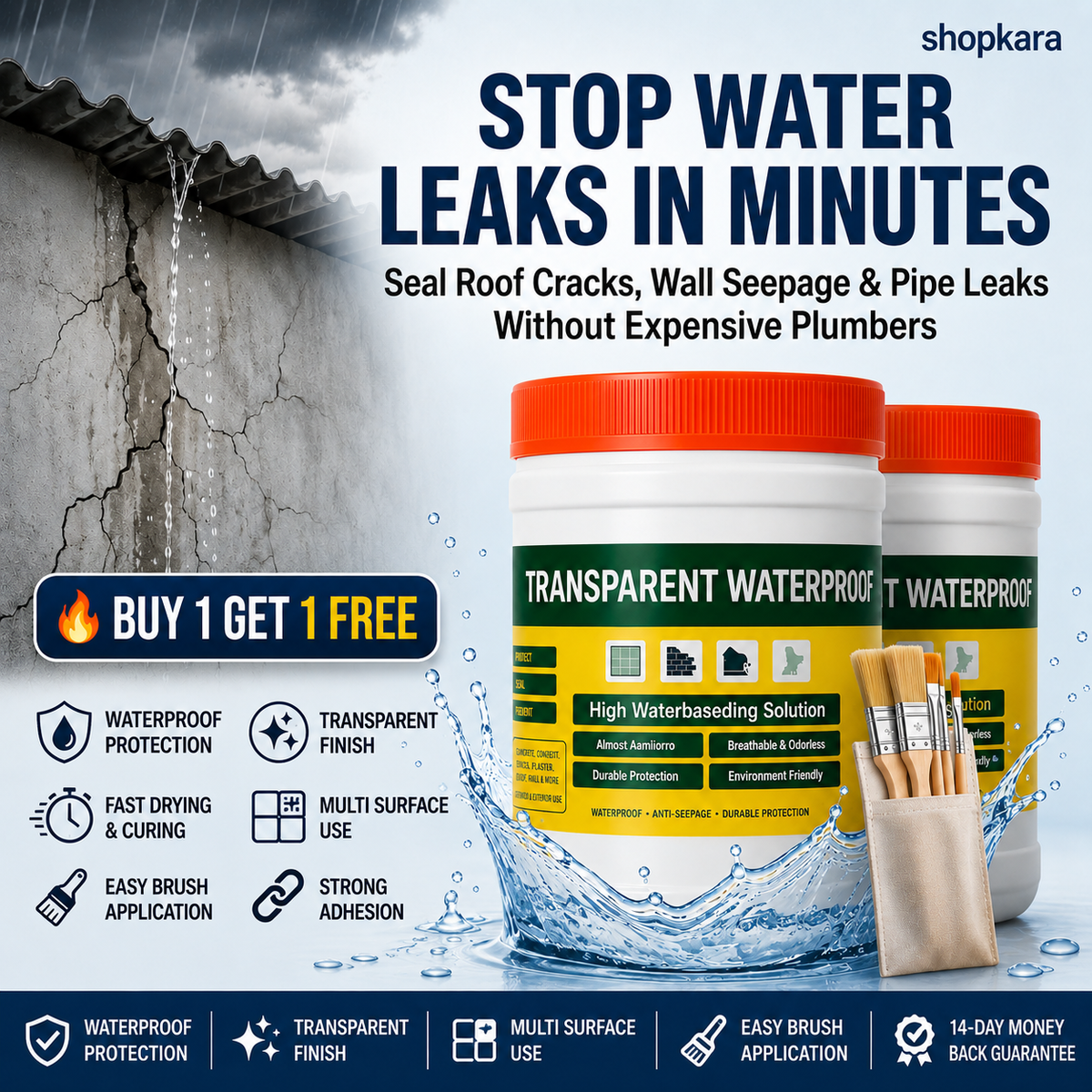Transparent Waterproof Coating & Sealant  (Pack Of 2)